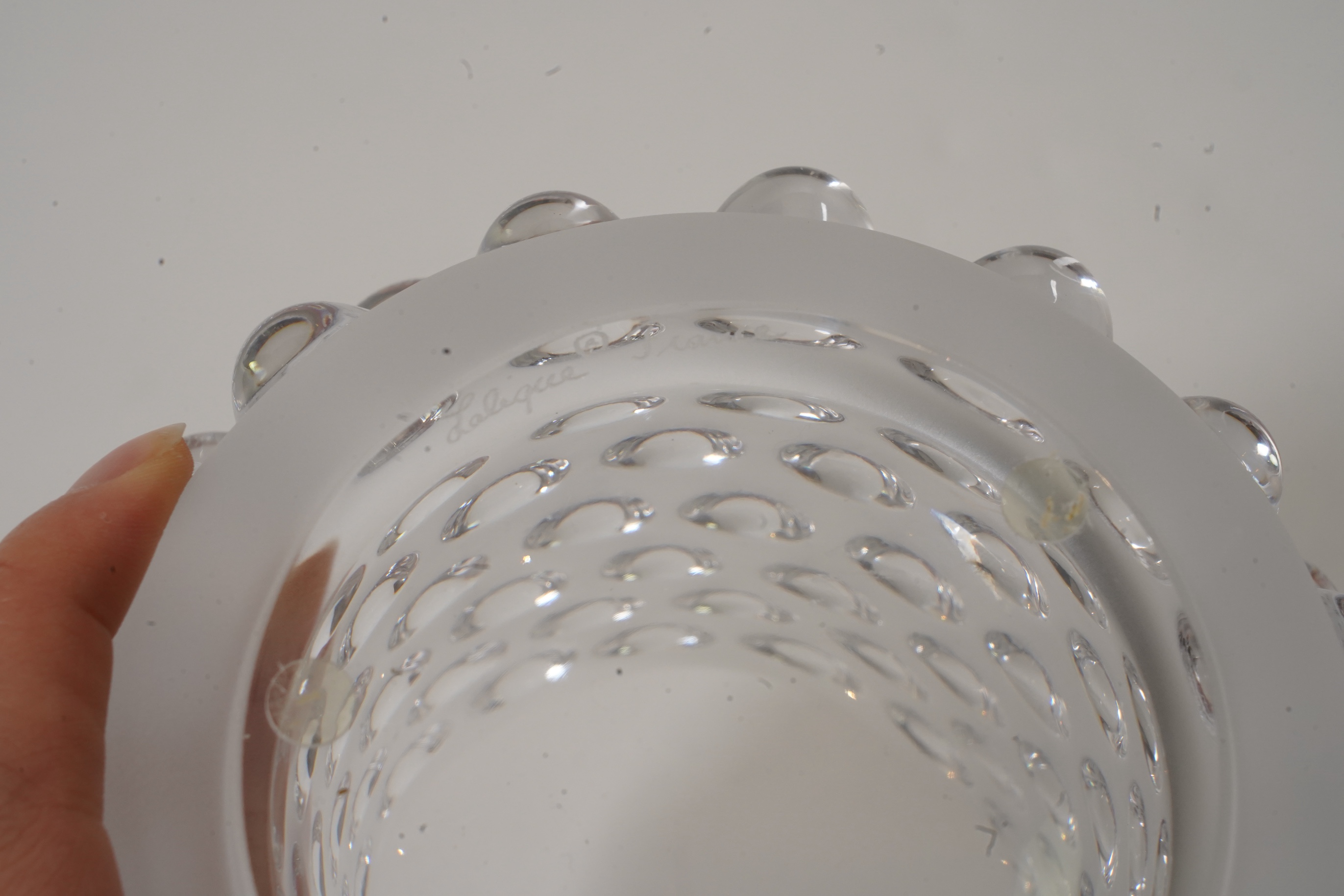 Lalique, France: A clear and frosted glass 'Mossi' vase